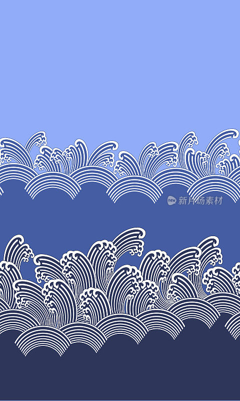 Ornament design of the wave Japanese style in seamlessness,